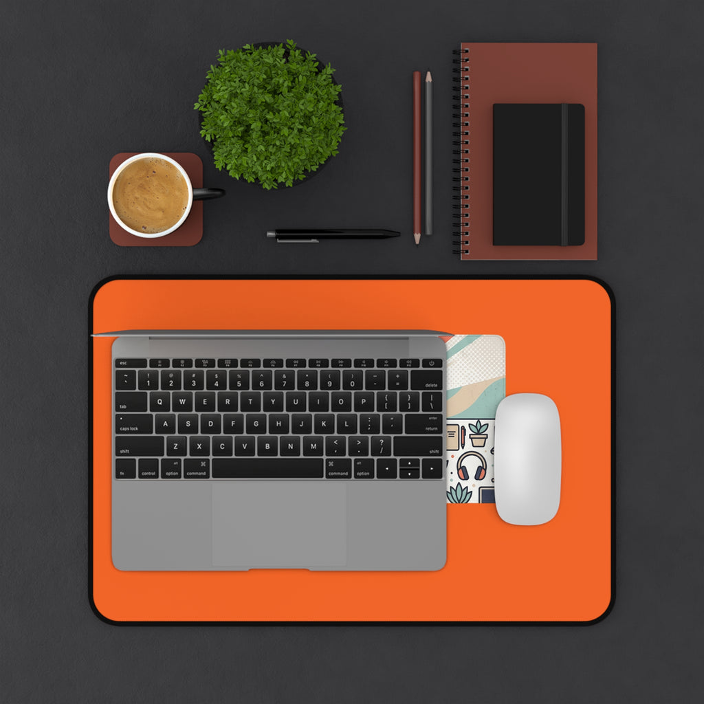 Focus Mode Large Desk Mat — Ergonomic Orange Workstation Mouse Pad