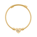 Engravable Heart Cuff Bracelet — Personalized Silver or Gold Cable Wire Bangle