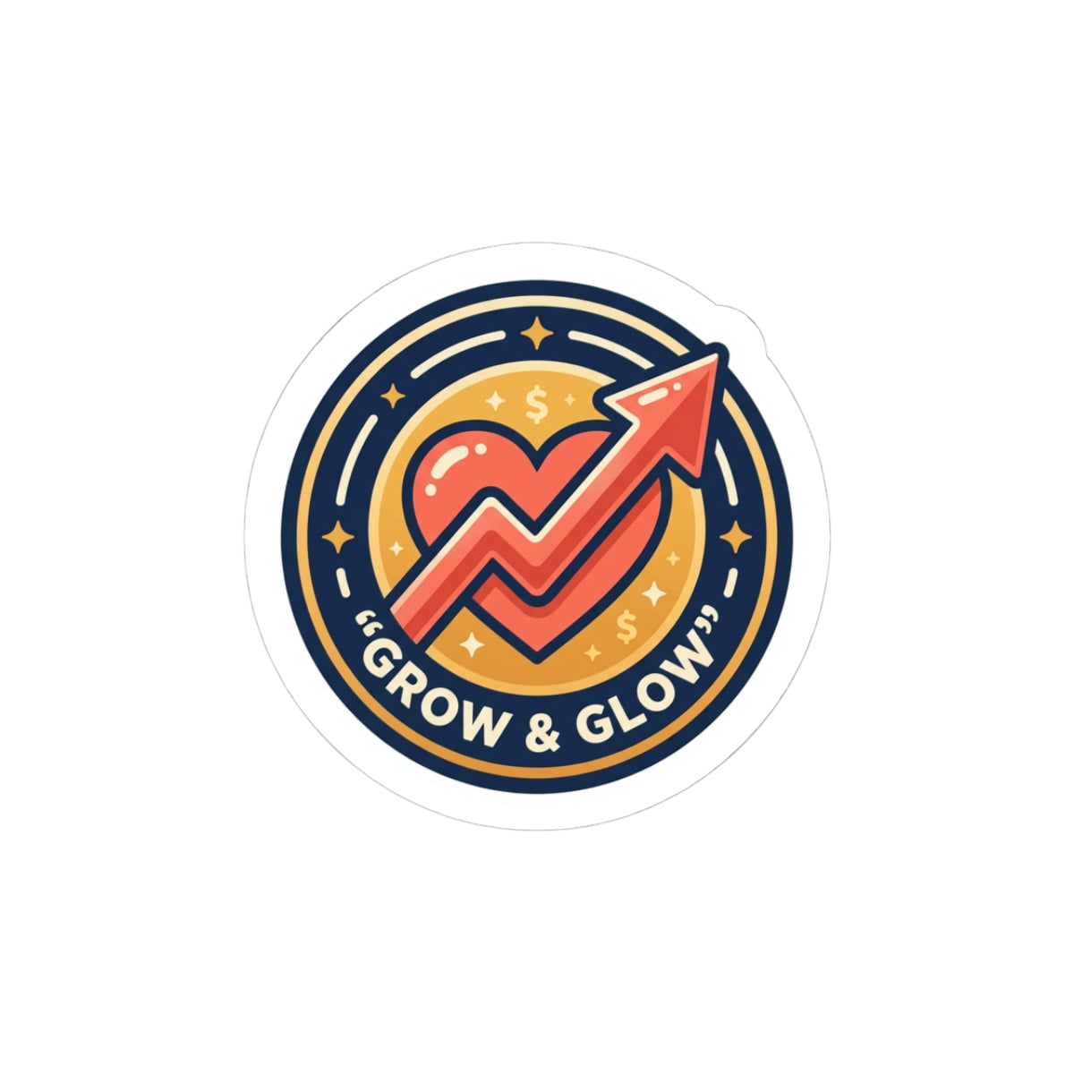 Grow & Glow Motivational Vinyl Sticker — Arrow Heart Kiss-Cut Decal