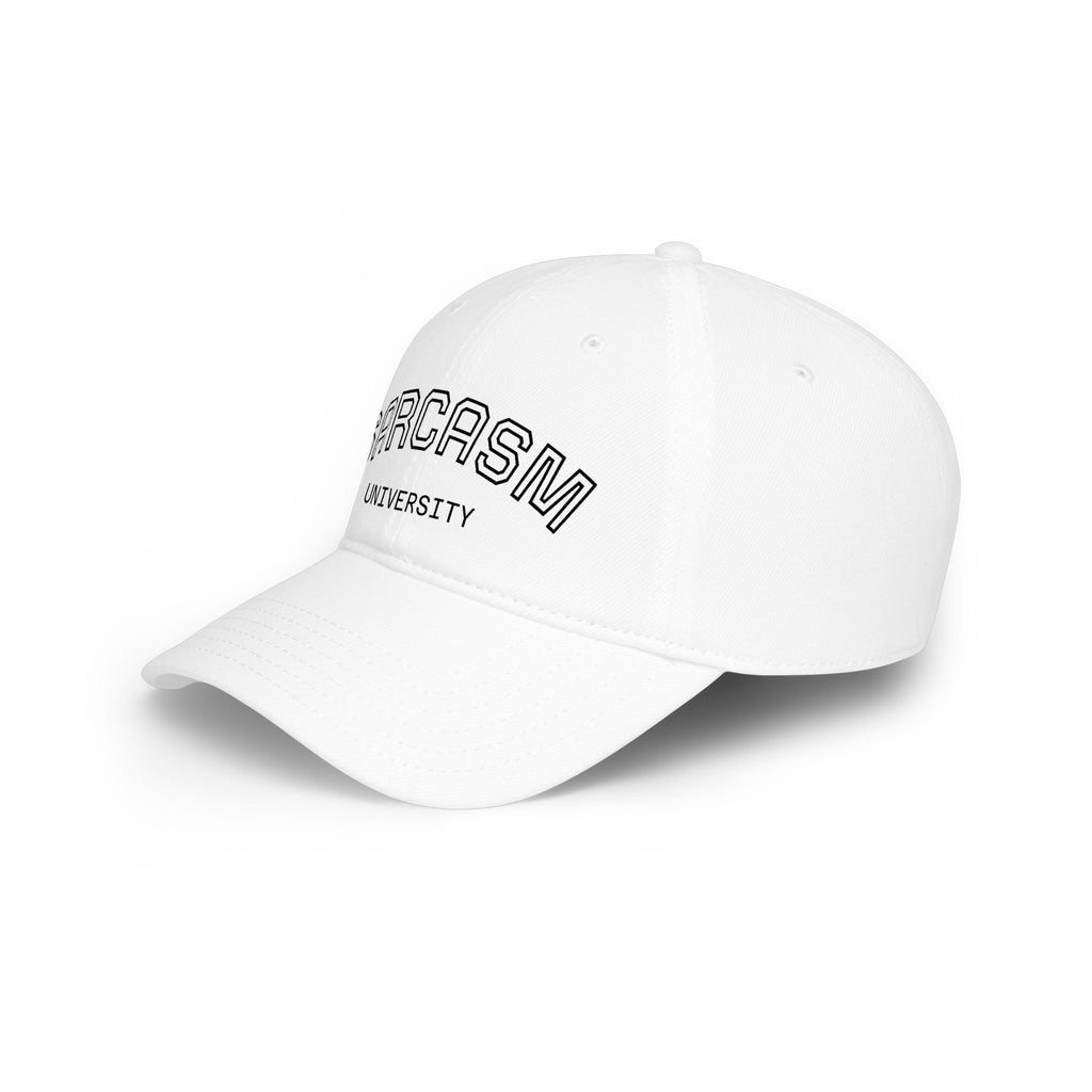 Sarcasm University Cap — Low Profile Baseball Hat with Collegiate Embroidered Text