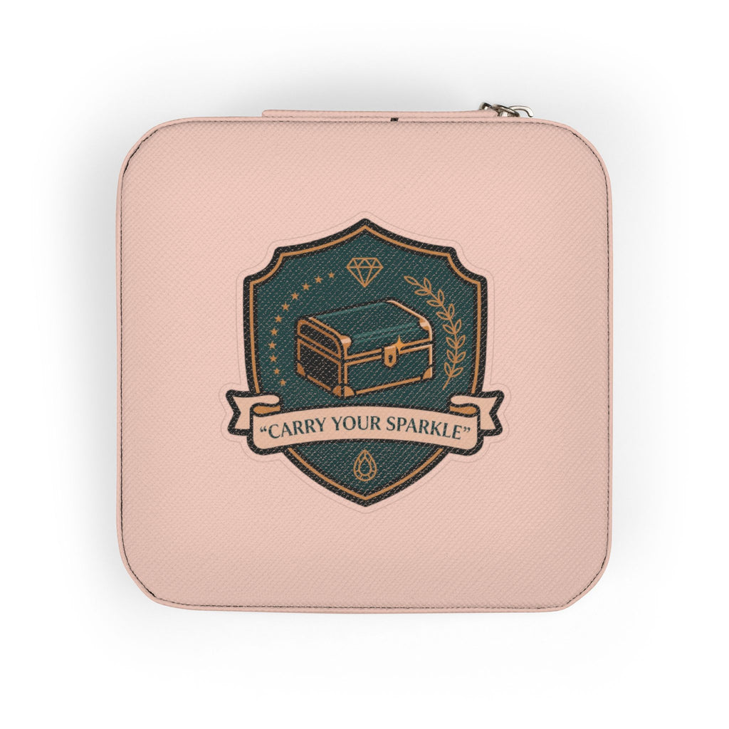 Compact Pink Jewelry Travel Organizer — Portable Case with Ring Slots & Compartments
