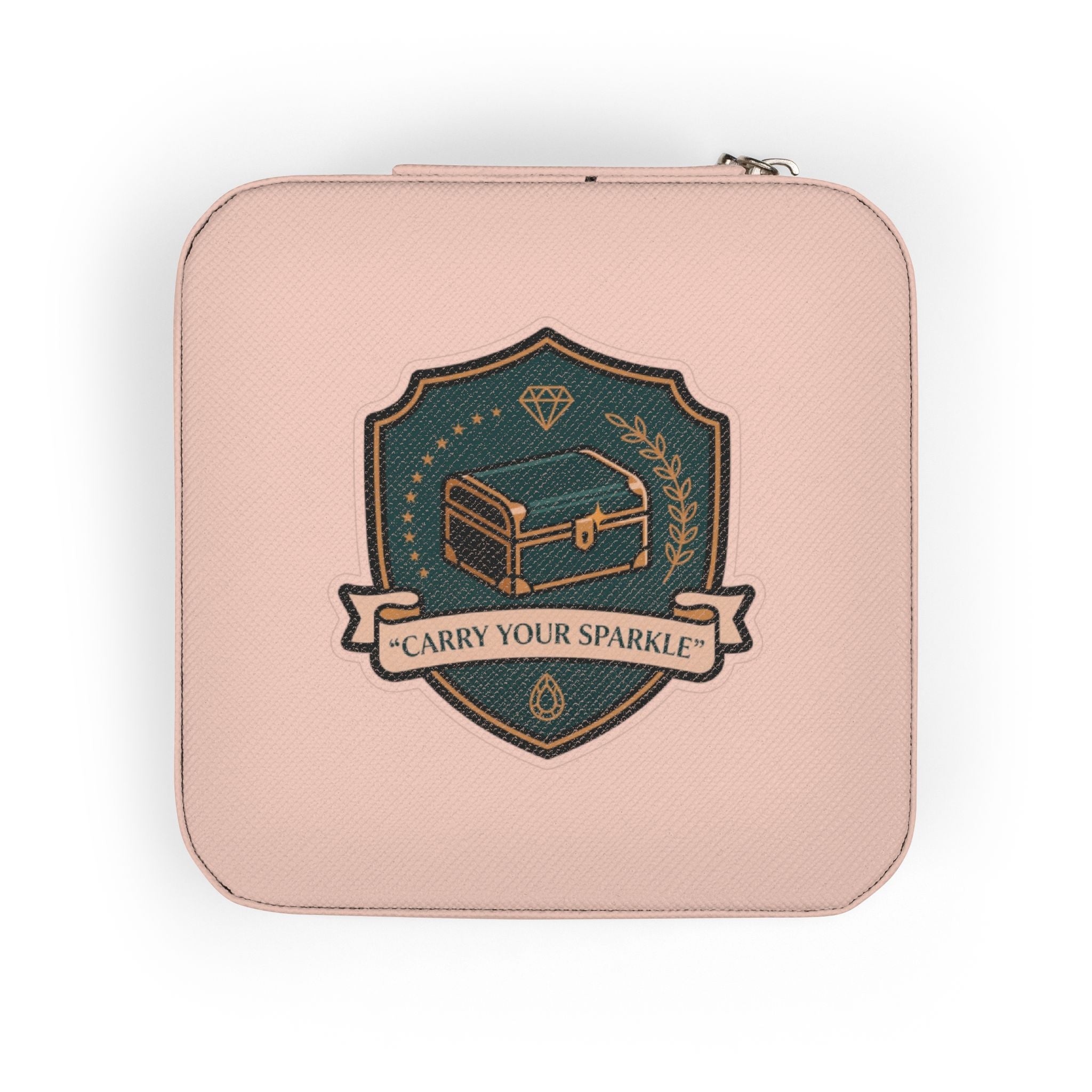 Compact Pink Jewelry Travel Organizer — Portable Case with Ring Slots & Compartments
